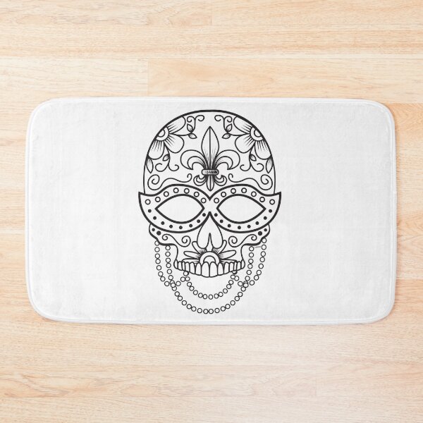 Item preview, Sugar Skull Mask Black Floral Design Day of the Dead Dia De Los Muertos Mardi Gras Illustration designed and sold by OopteesLydia.