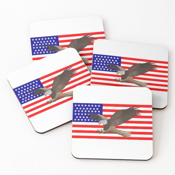 Item preview, Swooping Bald Eagle on USA Flag background designed and sold by SankDesigns.