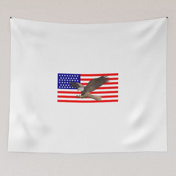 Item preview, Swooping Bald Eagle on USA Flag background designed and sold by SankDesigns.