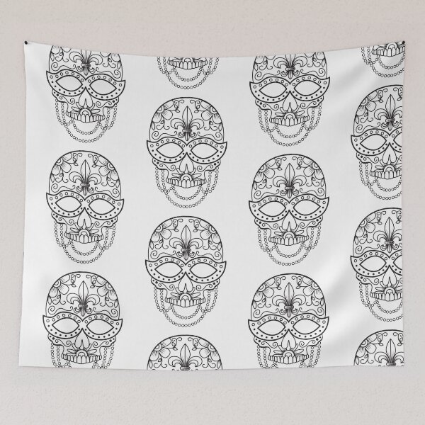 Item preview, Sugar Skull Mask Black Floral Design Day of the Dead Dia De Los Muertos Mardi Gras Illustration (s) designed and sold by OopteesLydia.