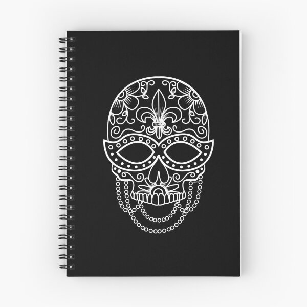 Item preview, Sugar Skull Mask White Floral Design Day of the Dead Dia De Los Muertos Mardi Gras Illustration designed and sold by OopteesLydia.