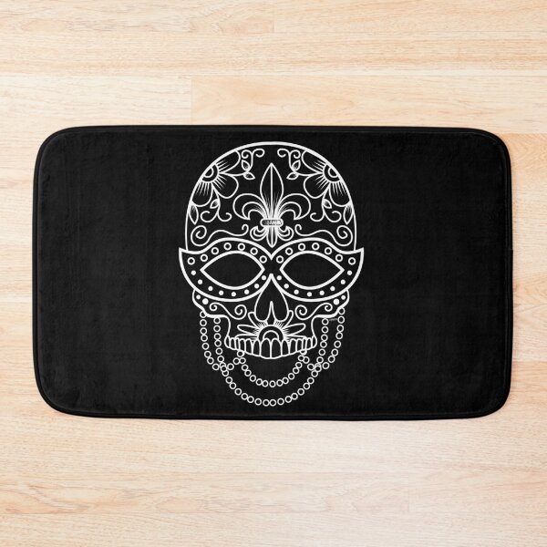 Item preview, Sugar Skull Mask White Floral Design Day of the Dead Dia De Los Muertos Mardi Gras Illustration designed and sold by OopteesLydia.