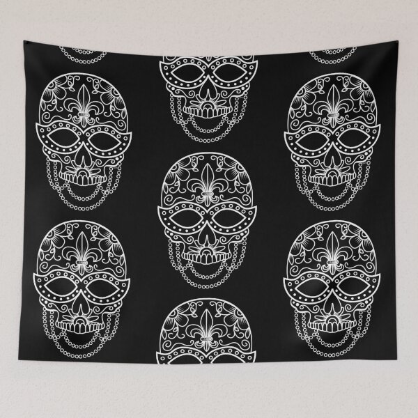 Item preview, Sugar Skull Mask White Floral Design Day of the Dead Dia De Los Muertos Mardi Gras Illustration (m) designed and sold by OopteesLydia.