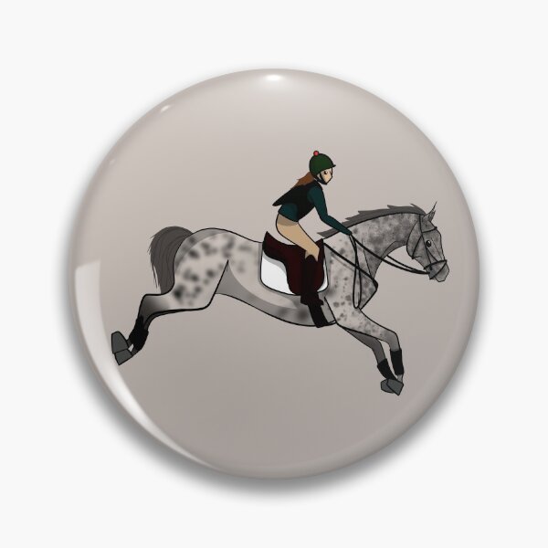 Item preview, Gray horse and rider jumping designed and sold by HorseBits.