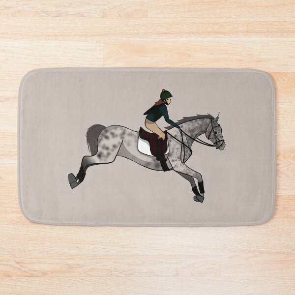 Item preview, Gray horse and rider jumping designed and sold by HorseBits.