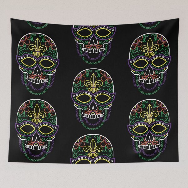 Item preview, Sugar Skull Mask Colorful Floral Design Day of the Dead Dia De Los Muertos Mardi Gras Illustration (m) designed and sold by OopteesLydia.