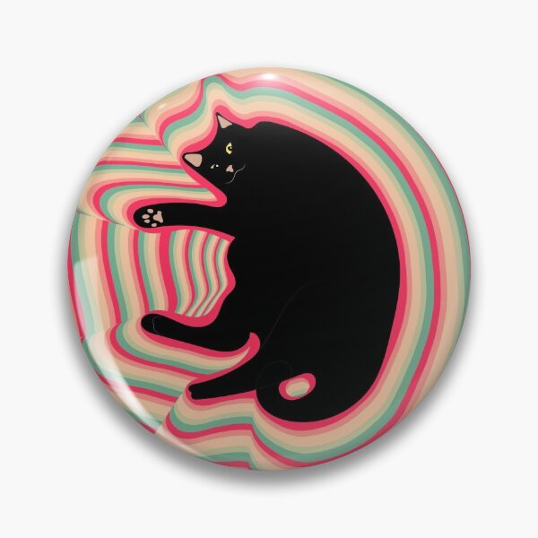 Item preview, fat black cat lying on the back designed and sold by unepommedeterre.