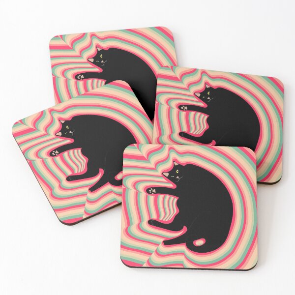 Item preview, fat black cat lying on the back designed and sold by unepommedeterre.