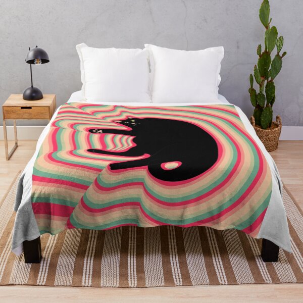Item preview, fat black cat lying on the back designed and sold by unepommedeterre.