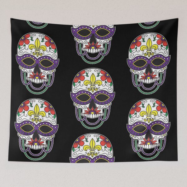 Item preview, Sugar Skull Mask Colorful Floral Design Day of the Dead Dia De Los Muertos Mardi Gras Illustration (m) designed and sold by OopteesLydia.