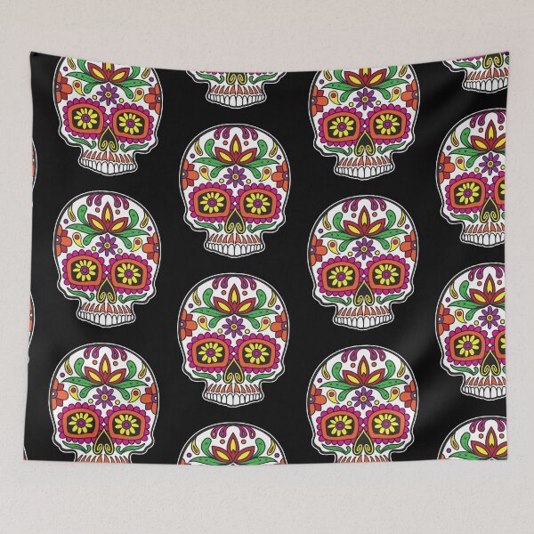 Item preview, Sugar Skull Colorful Sunflower Eyes Floral Design Day of the Dead Dia De Los Muertos Mardi Gras Sugar Skull (s) designed and sold by OopteesLydia.