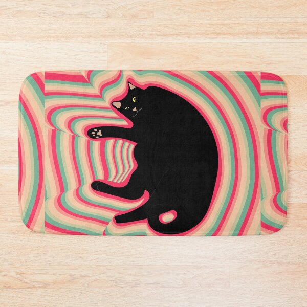 Item preview, fat black cat lying on the back designed and sold by unepommedeterre.