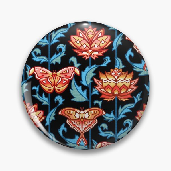 Item preview, Mid-Century Moth Damask - Moody Midnight designed and sold by TigaTiga.