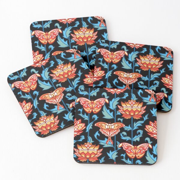 Item preview, Mid-Century Moth Damask - Moody Midnight designed and sold by TigaTiga.