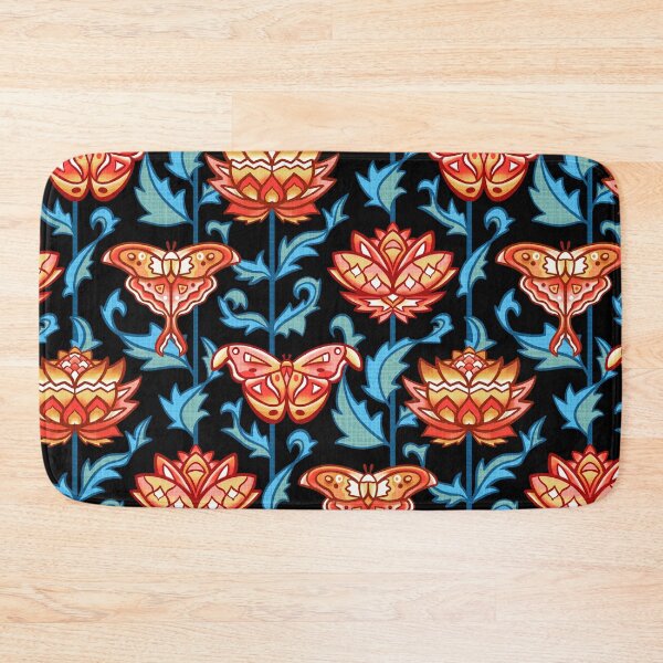 Item preview, Mid-Century Moth Damask - Moody Midnight designed and sold by TigaTiga.