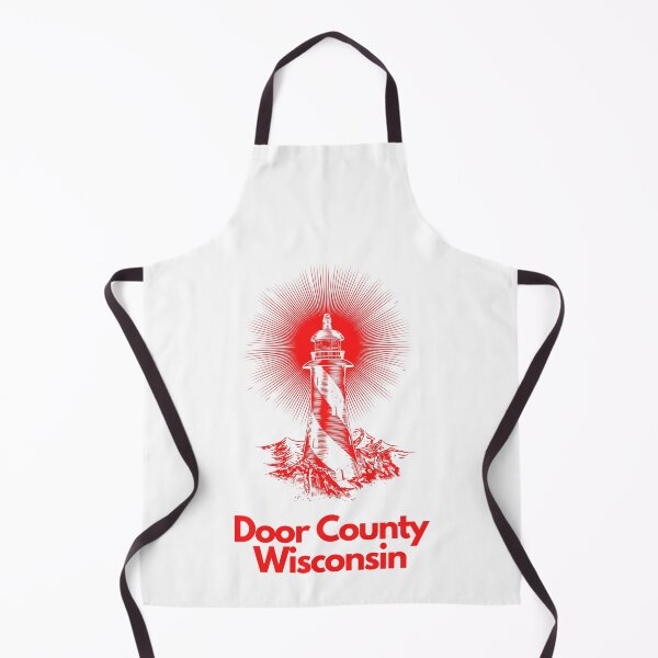 Item preview, Door County Wisconsin Lighthouse Waves Beacon Rocks Graphic Drawing Picture Design Lake Michigan Travel Vacation Camping Red and White designed and sold by fineartprints1.