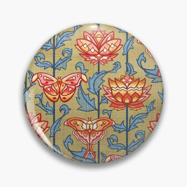 Item preview, Mid-Century Moth Damask On Golden Brown designed and sold by TigaTiga.
