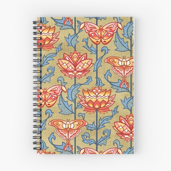 Item preview, Mid-Century Moth Damask On Golden Brown designed and sold by TigaTiga.