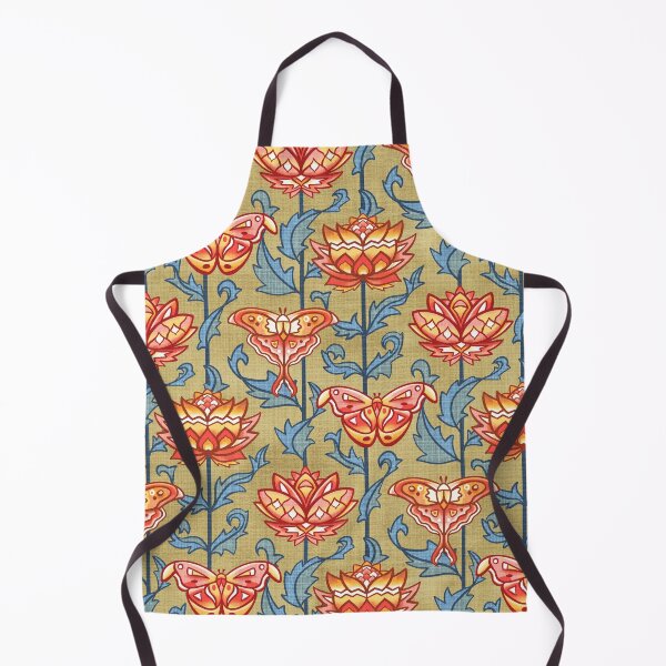 Item preview, Mid-Century Moth Damask On Golden Brown designed and sold by TigaTiga.