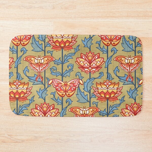 Item preview, Mid-Century Moth Damask On Golden Brown designed and sold by TigaTiga.