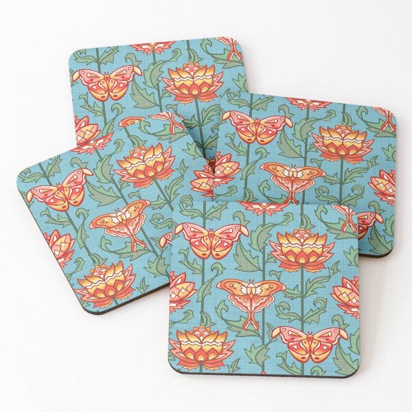 Item preview, Mid-Century Moth Damask - Spring Morning designed and sold by TigaTiga.