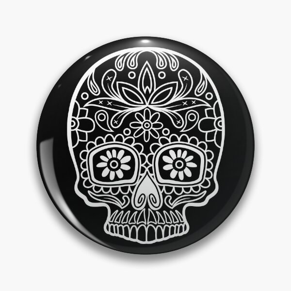 Artikelvorschau, Zuckerschädel Weiße Sonnenblumenaugen Blumenmuster Tag der Toten Dia De Los Muertos Mardi Gras Sugar Skull (s) entworfen und verkauft von OopteesLydia.