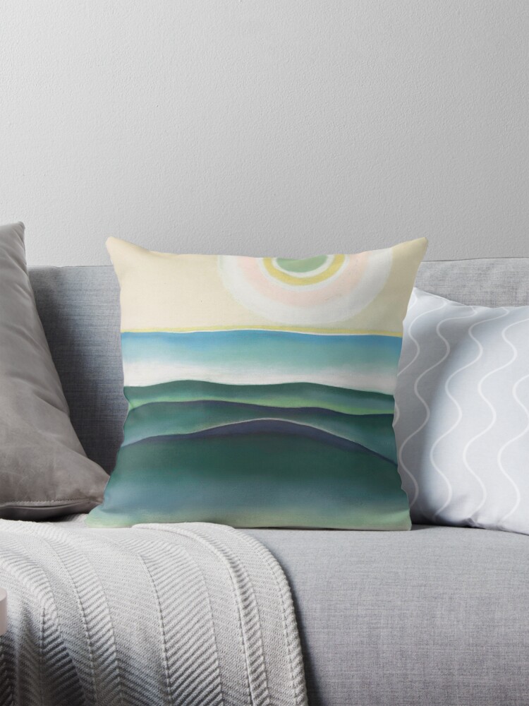 Thumbnail 1 of 4, Pillow, Georgia O'Keeffe Sun, Water, Maine designed and sold by emidye20.