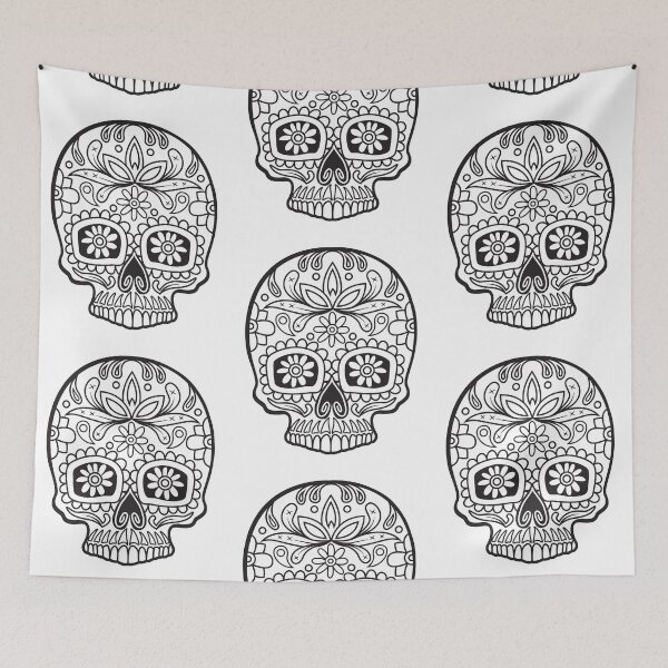 Item preview, Sugar Skull Black Sunflower Eyes Floral Design Day of the Dead Dia De Los Muertos Mardi Gras Sugar Skull (m) designed and sold by OopteesLydia.