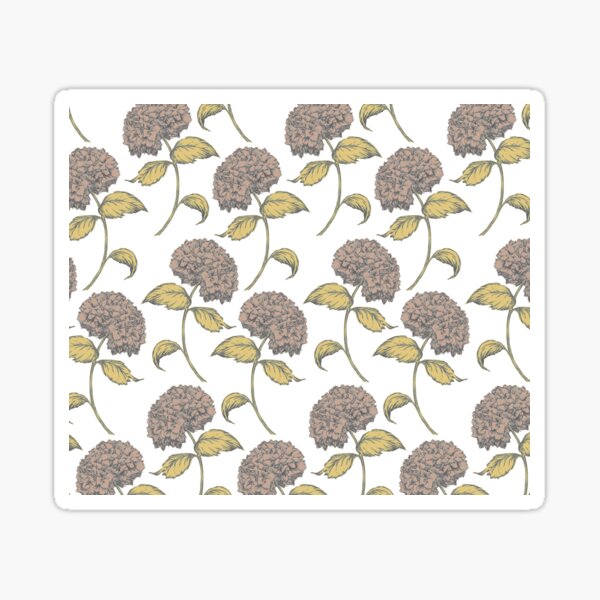 Hydrangea Vintage Floral Pattern Brown and Gold Sticker