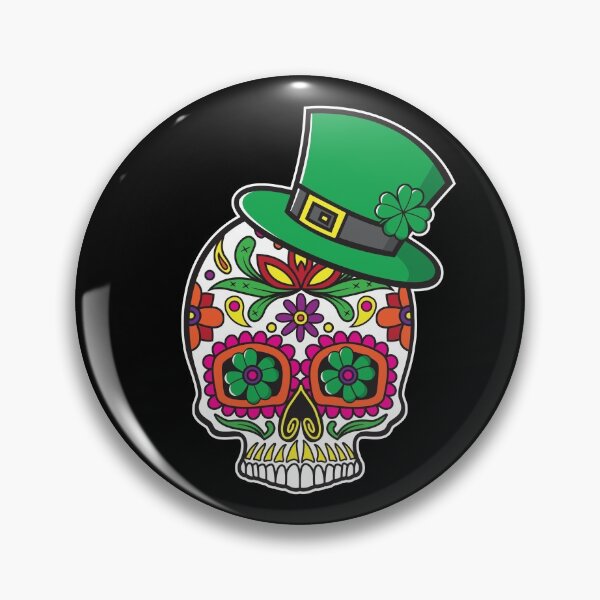 Artikelvorschau, St. Patrick's Day Zuckerschädel Sonnenblume Augen Blumenmuster Tag des toten Mardi Gras Dia De Los Muertos Zuckerschädel entworfen und verkauft von OopteesLydia.