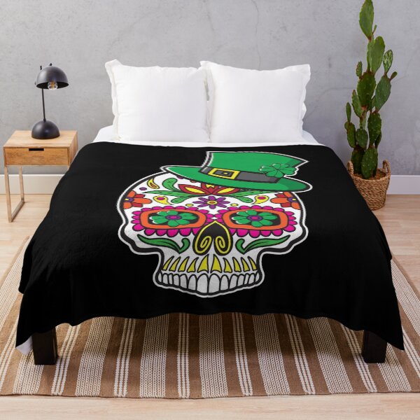 Item preview, Saint Patrick's Day Sugar Skull Sunflower Eyes Floral Design Day of the Dead Dia De Los Muertos Mardi Gras Sugar Skull designed and sold by OopteesLydia.