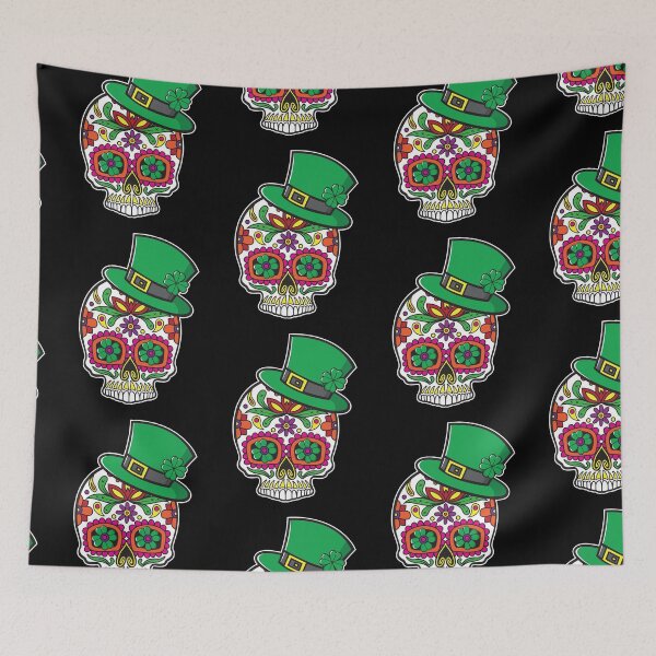Item preview, Saint Patrick's Day Sugar Skull Sunflower Eyes Floral Design Day of the Dead Dia De Los Muertos Mardi Gras Sugar Skull (s) designed and sold by OopteesLydia.