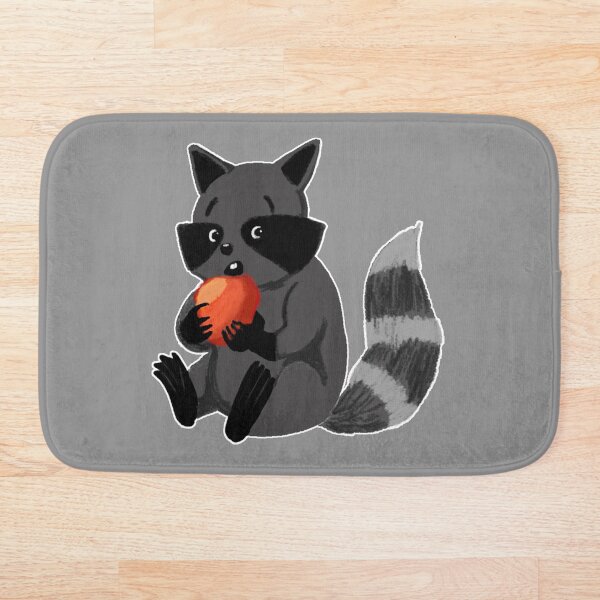 RACCOON EATING AN APPLE Bath Mat