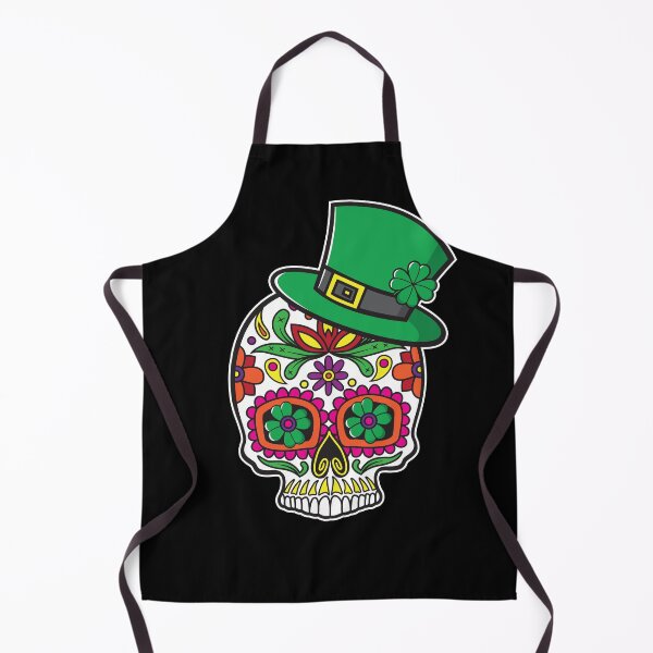 Item preview, Saint Patrick's Day Sugar Skull Sunflower Eyes Floral Design Day of the Dead Dia De Los Muertos Mardi Gras Sugar Skull (m) designed and sold by OopteesLydia.