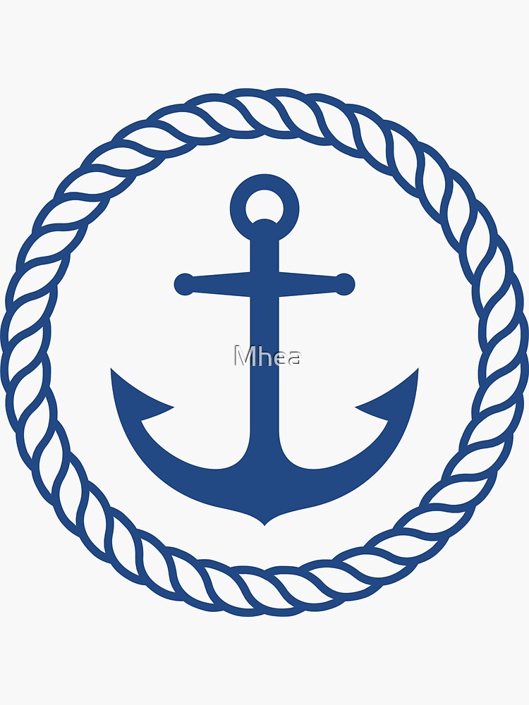Nautical anchor inside blue rope border sticker Sticker for Sale by Mhea