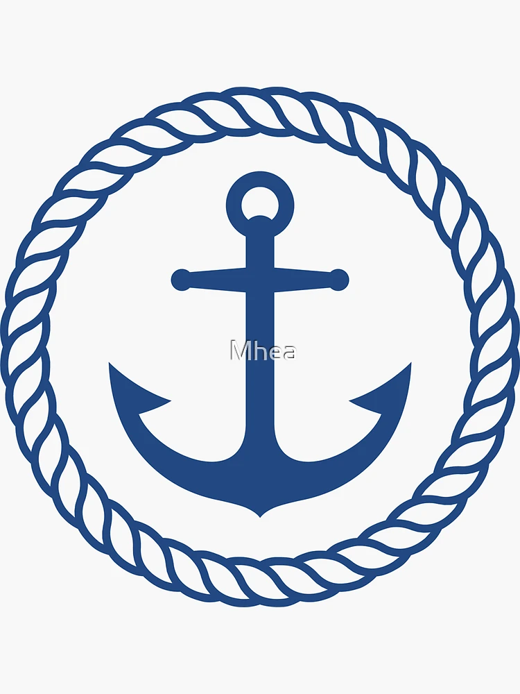 NEW 24” x 17” Blue Nautical Ship Wheel Rope Anchor Vinyl Wall Tile Car  Decal