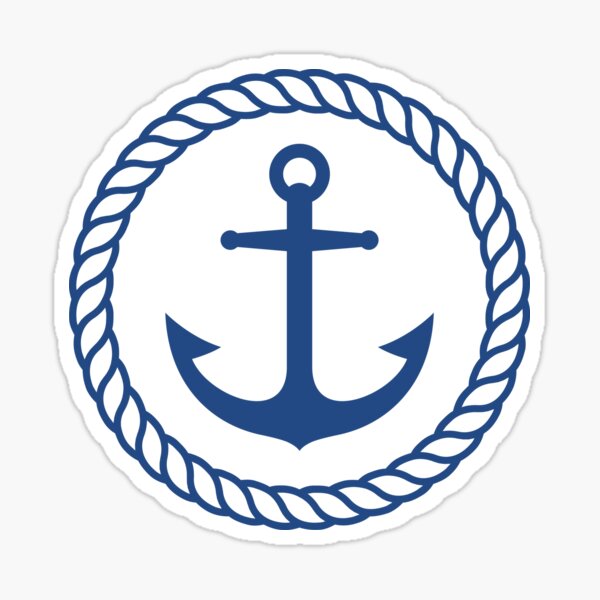 Item preview, Nautical anchor inside blue rope border sticker designed and sold by Mhea.