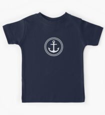 Nautical anchor inside rope border t-shirt Kids Tee