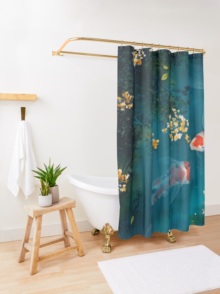 Alternate view of Koi Carps Shower Curtain
