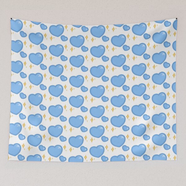 Item preview, Kawaii Blue Sparkle Hearts designed and sold by Doodlebeano.