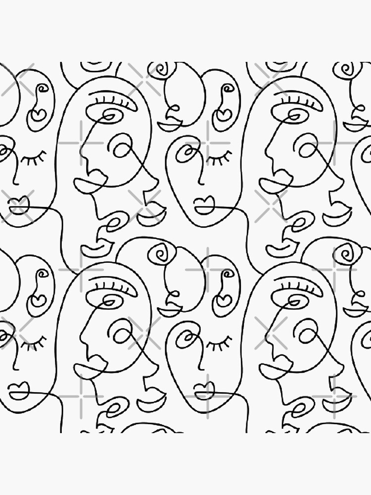 "Pencil Line Art Face Pattern" Sticker for Sale by BloomCo | Redbubble