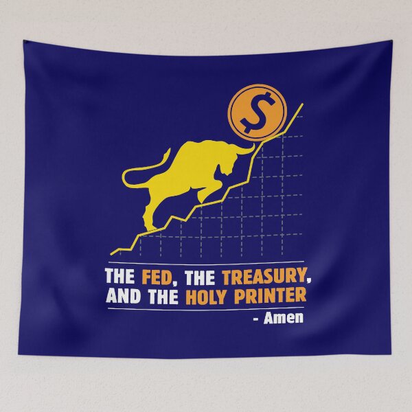 Item preview, The Fed The Treasury and The Holy Printer - Wall Street Investor and Trader Stock Market Bets - Funny Wall Street Memes Vintage Design designed and sold by WG-Factory.