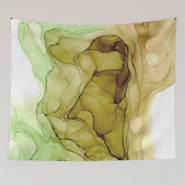 Item preview, Brown and Light Green Abstract 22 Alcohol Ink Painting by Herzart designed and sold by herzart.