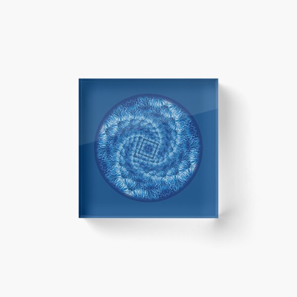 Velvet Splash Blue Bloom Spiral wave ocean water pattern Acrylic Block