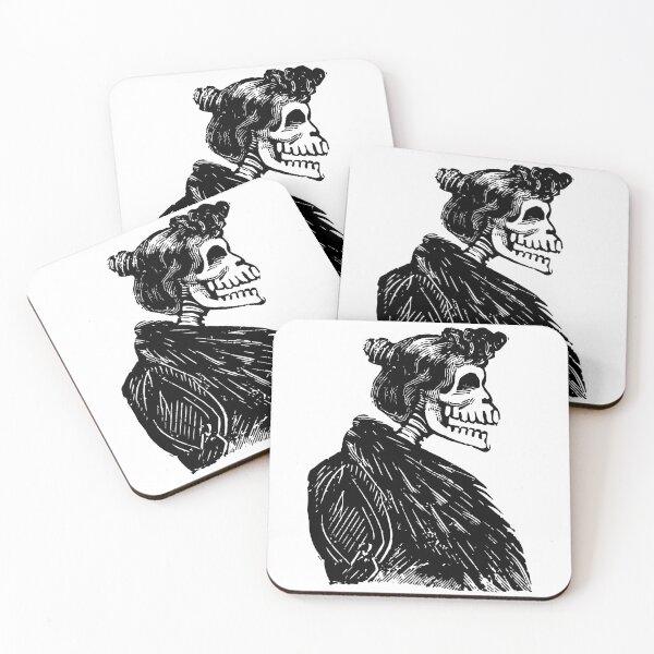 Item preview, Profile of a female skeleton with a fur vest designed and sold by zoodele.