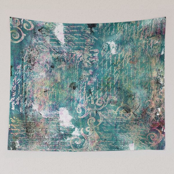 Item preview, "Script and Flourish" Gel Print Painting designed and sold by peonypours.
