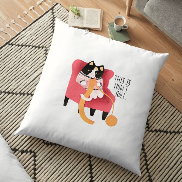 Knitting Cat Floor Pillow