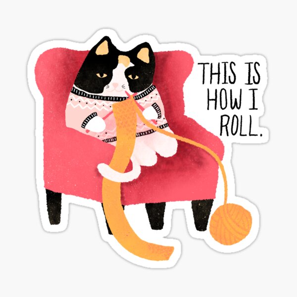 Knitting Cat Sticker