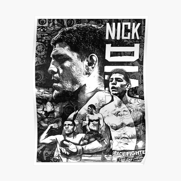 Nick Diaz Black and White Drawing Poster