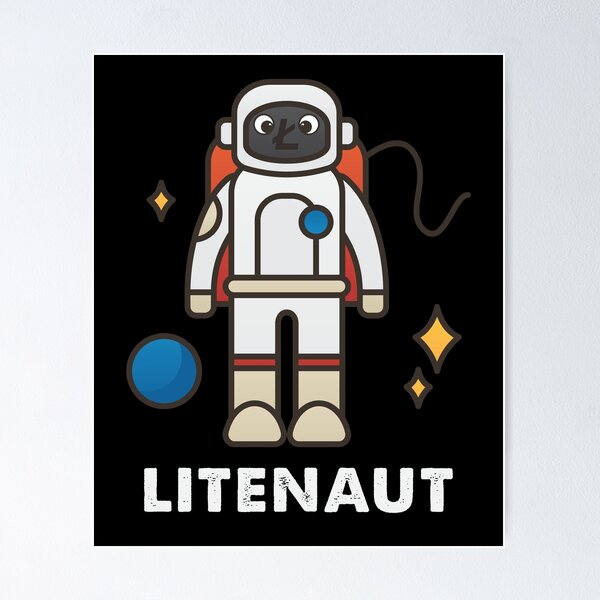Artikelvorschau, Litecoin Face LTC Astronaut Litenaut Kryptowährung HODL entworfen und verkauft von trendo.